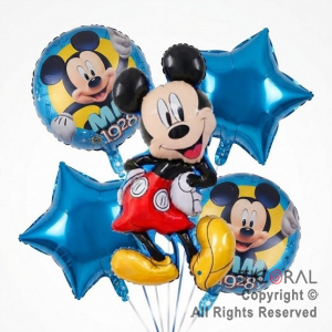SET DE GLOBOS METALIZADO MICKEY CUERPO ENTERO 5 UNIDADES